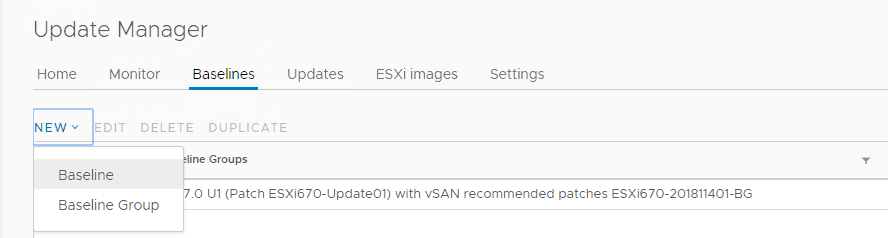 new update manager baseline for vmware esxi patches