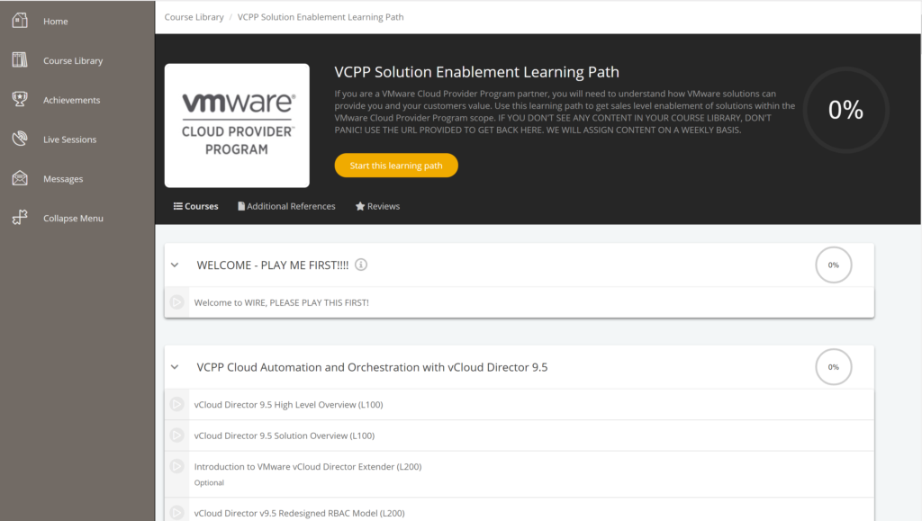 VMware Wire VCPP Solution Enablement Learning Path