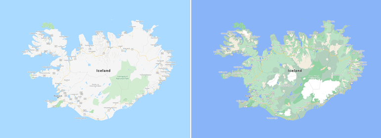 google maps colour code algorithm iceland