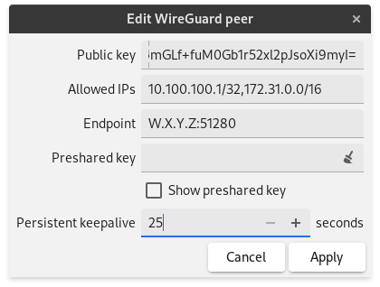 Wireguard peer properties