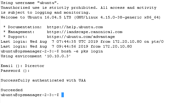 Login to BOSH Director