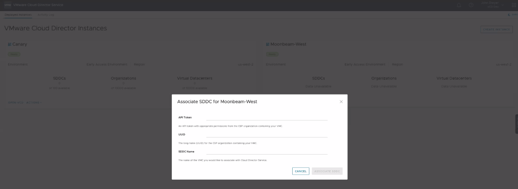 Adding your VMC on AWS instance into VMware Cloud Director Service