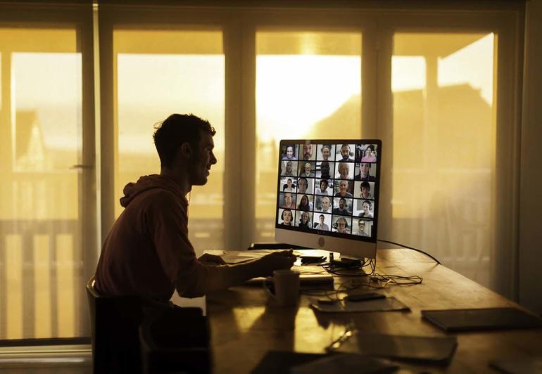 Student on video call from his home during lockdown