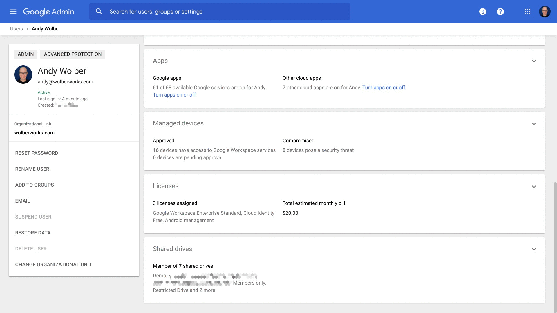 GIF that alternates between two images: one a list of account sign ins for the author's Google Workspace email account address, the other that indicates the security and connected apps linked to the author's account.