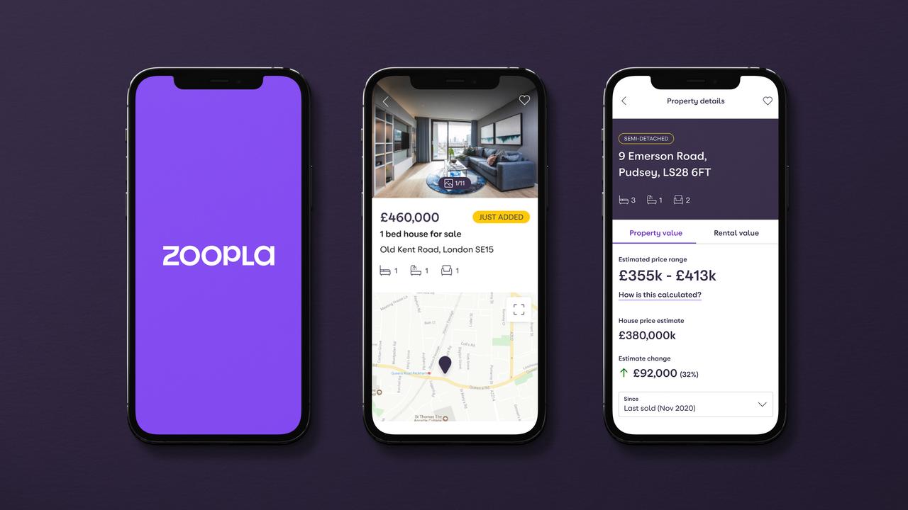 The Zoopla pp on a smartphone.