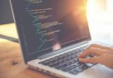 Person coding on a laptop