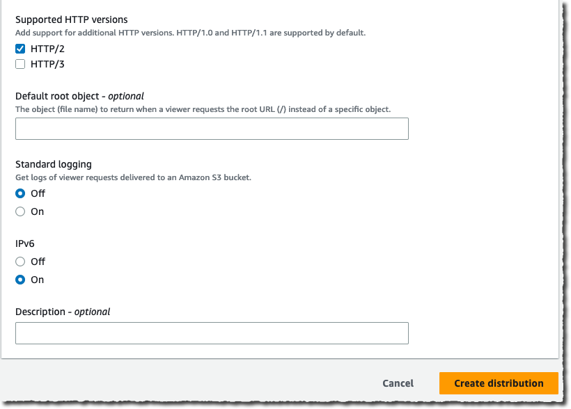 CloudFront - Create distribution