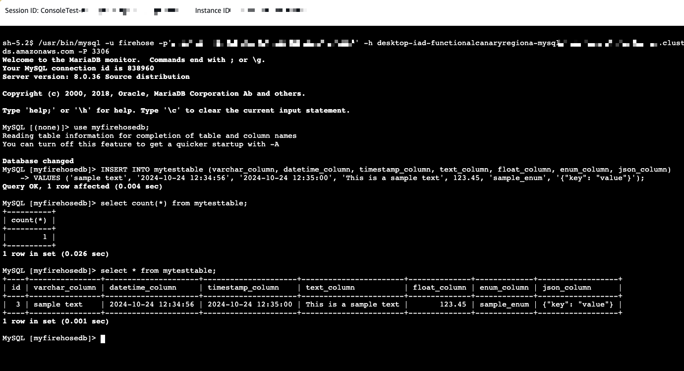 Firehose - MySQL
