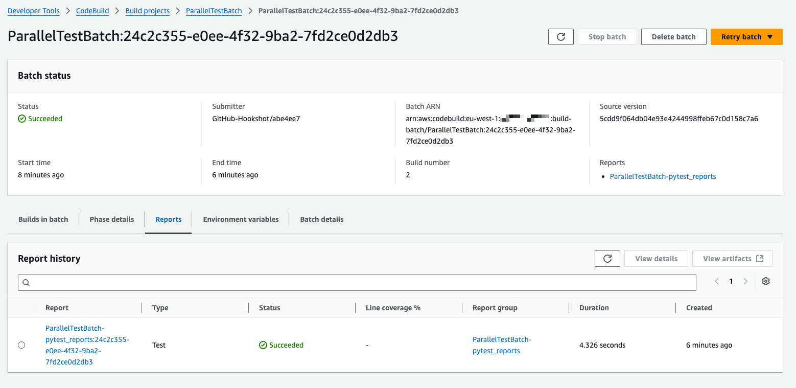CodeBuild: test reports